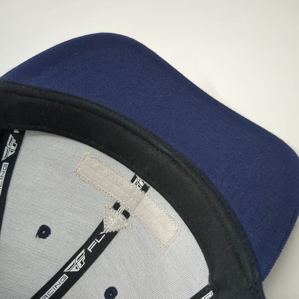 Fly Racing Snapback Hat Blue White One Size Racing Patch Structured 6 Panel Cap - Picture 8 of 10